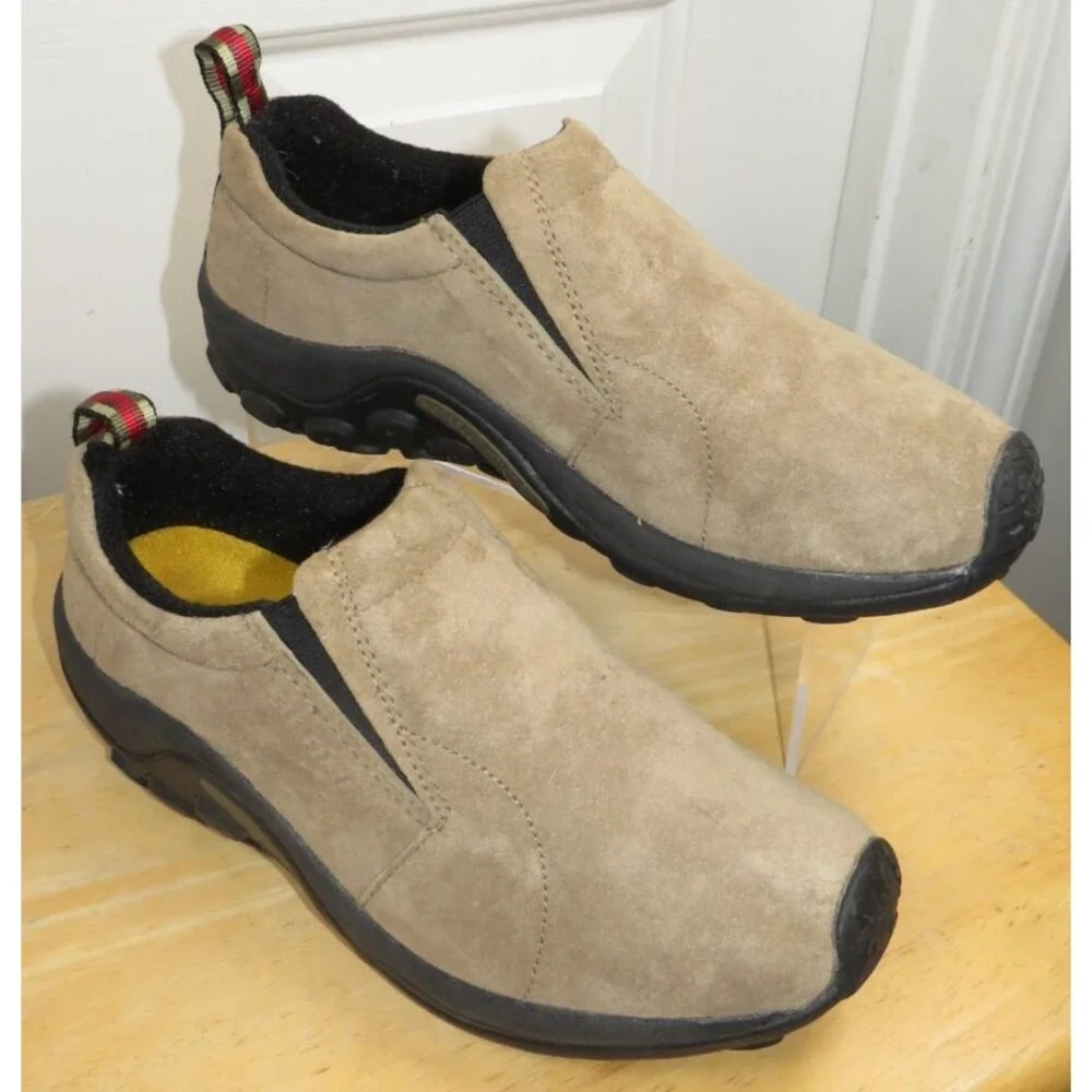 MERRELL Jungle Moc Classic Taupe Suede Leather Slip On Casual Shoes Women Sz 9